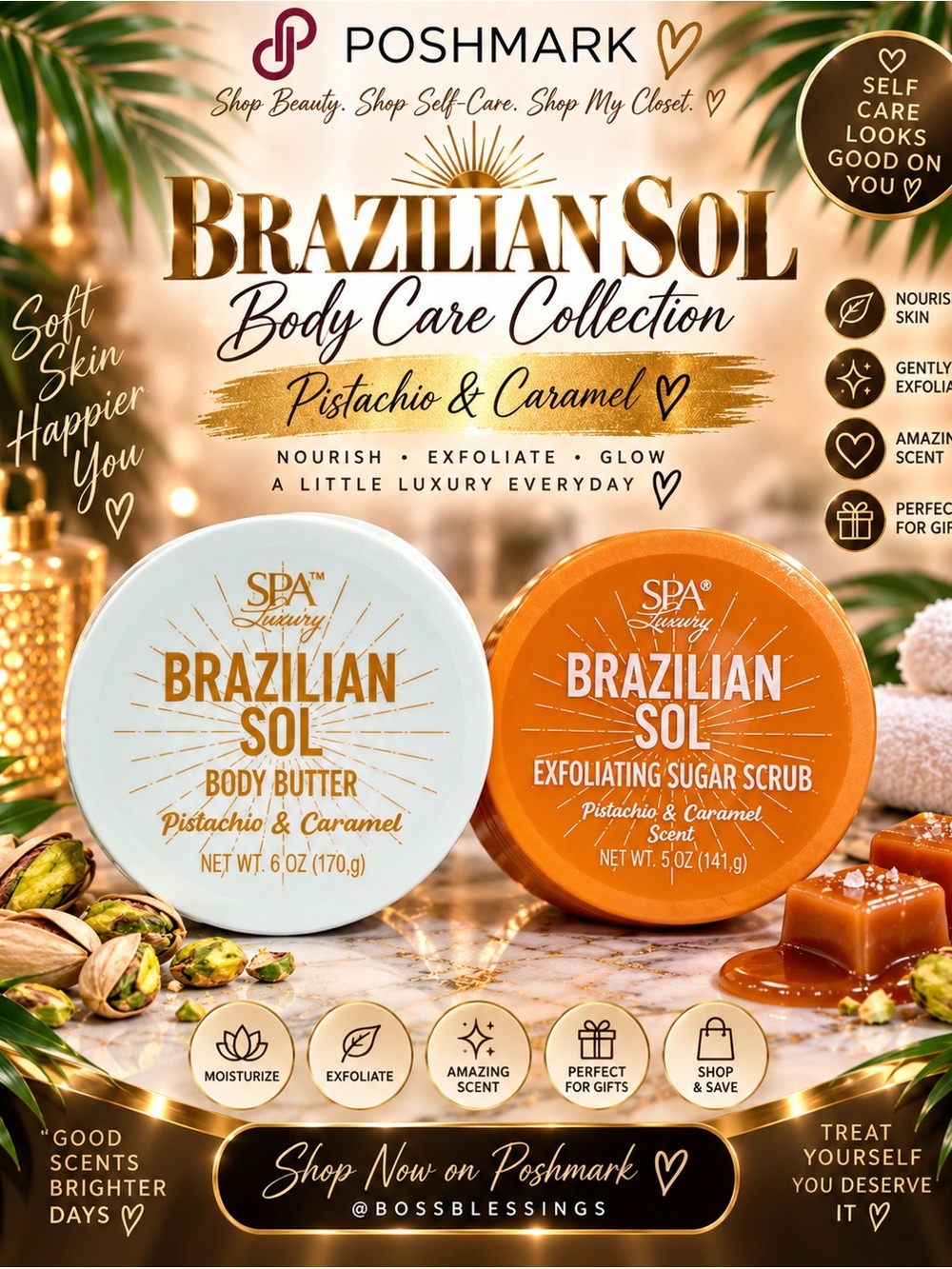🍯 Brazilian Sol Body Care ✨ Pistachio & Caramel Spa Luxury 💕